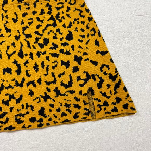 O.Vianca Leopard Knit Mini Skirt Mustard Black, Size Small - Picture 3 of 7